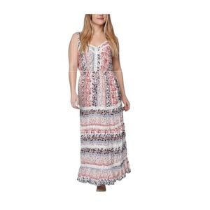 American Rag Boho Tiered Maxi Dress Floral‎ Print Adjustable Straps Size L